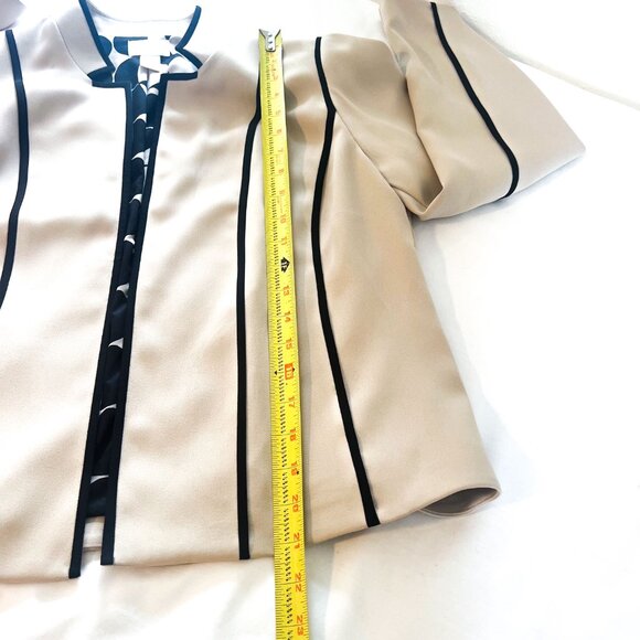 Chico's Contrast Pipe Jacket with Polka Dot Liner Women's Size 8 M Tan & Black - Picture 9 of 13